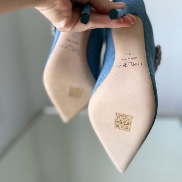 New Jimmy Choo Bing 100 embellished denim mules 39 $1,095 - Picture 8 of 15
